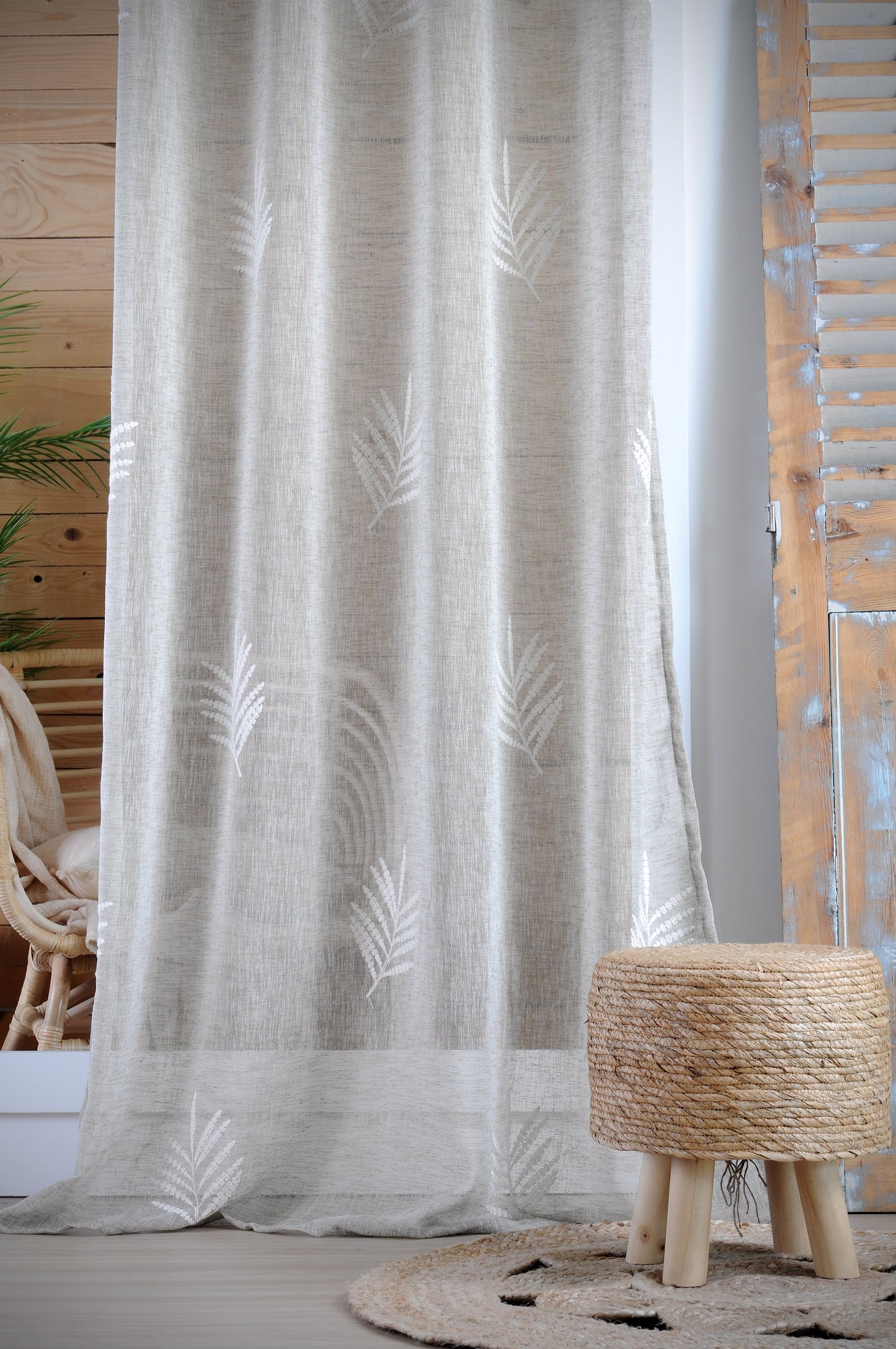 VOILAGE ADDISSON L140 X H 260 GRIS/ BLANC