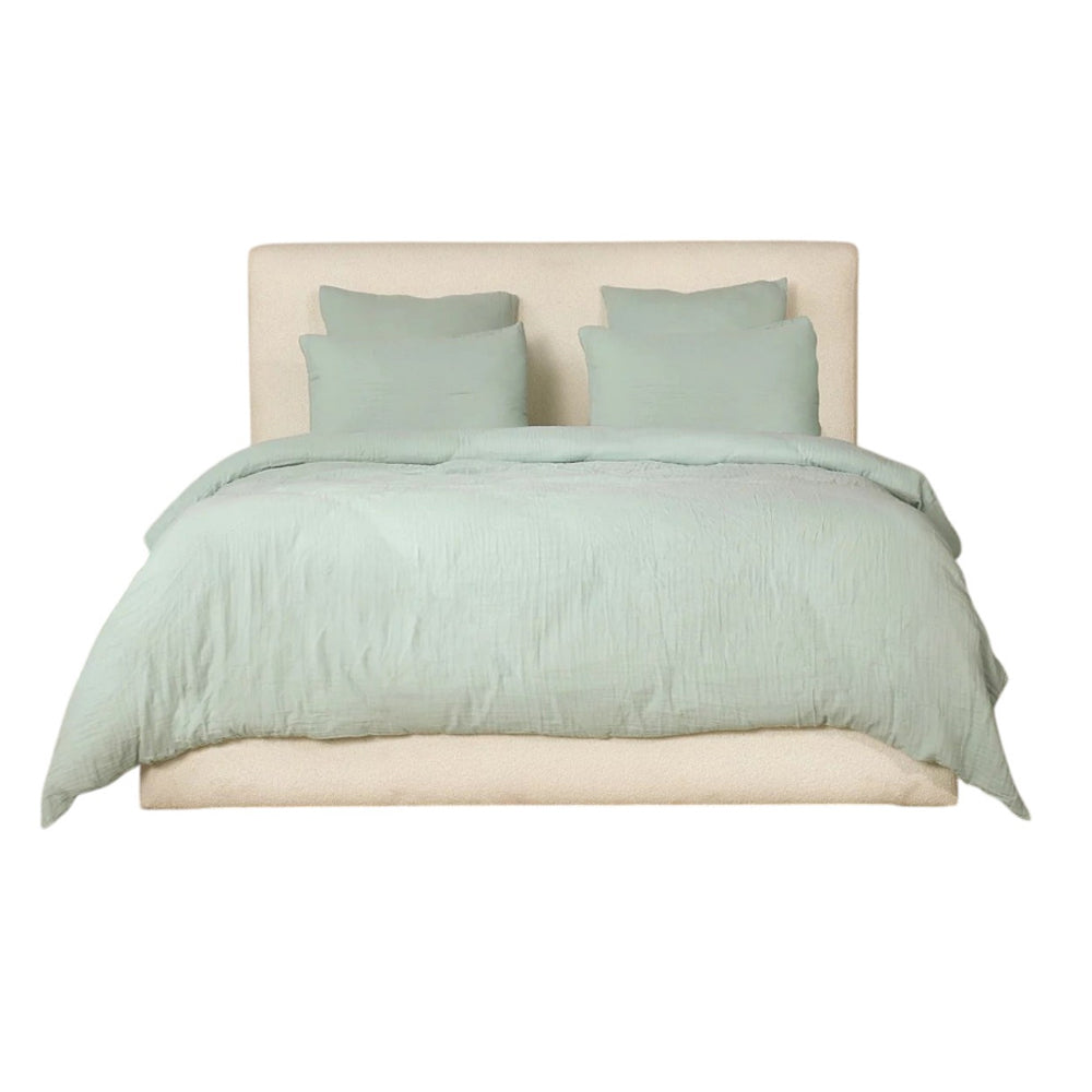 PARURE DE LIT GAZE DE COTON VERT GIVREE