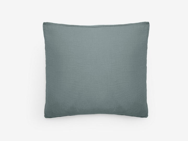 PARURE DE LIT MILOS  MOUSSELINE DE COTON 220 x 240 + 2 TAIES LICHEN