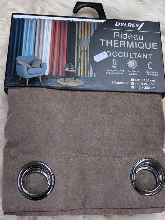 RIDEAU THERMIQUE  SUEDINE MATHIA 140X 240 TAUPE