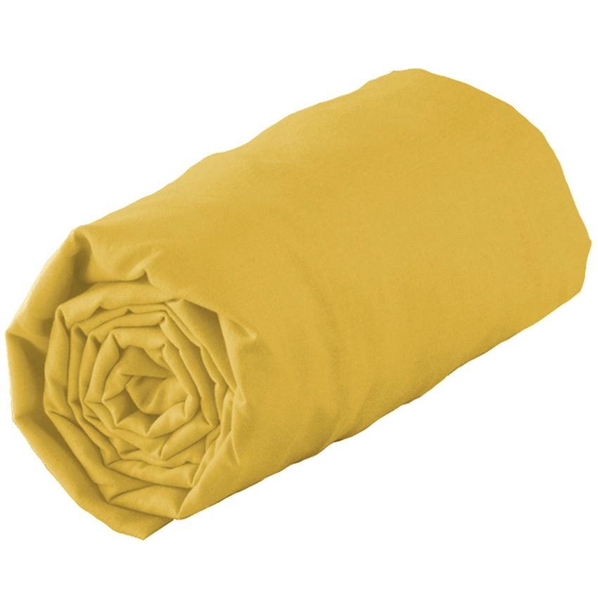 DRAP HOUSSE UNIS MOUTARDE 160 x 200 CM