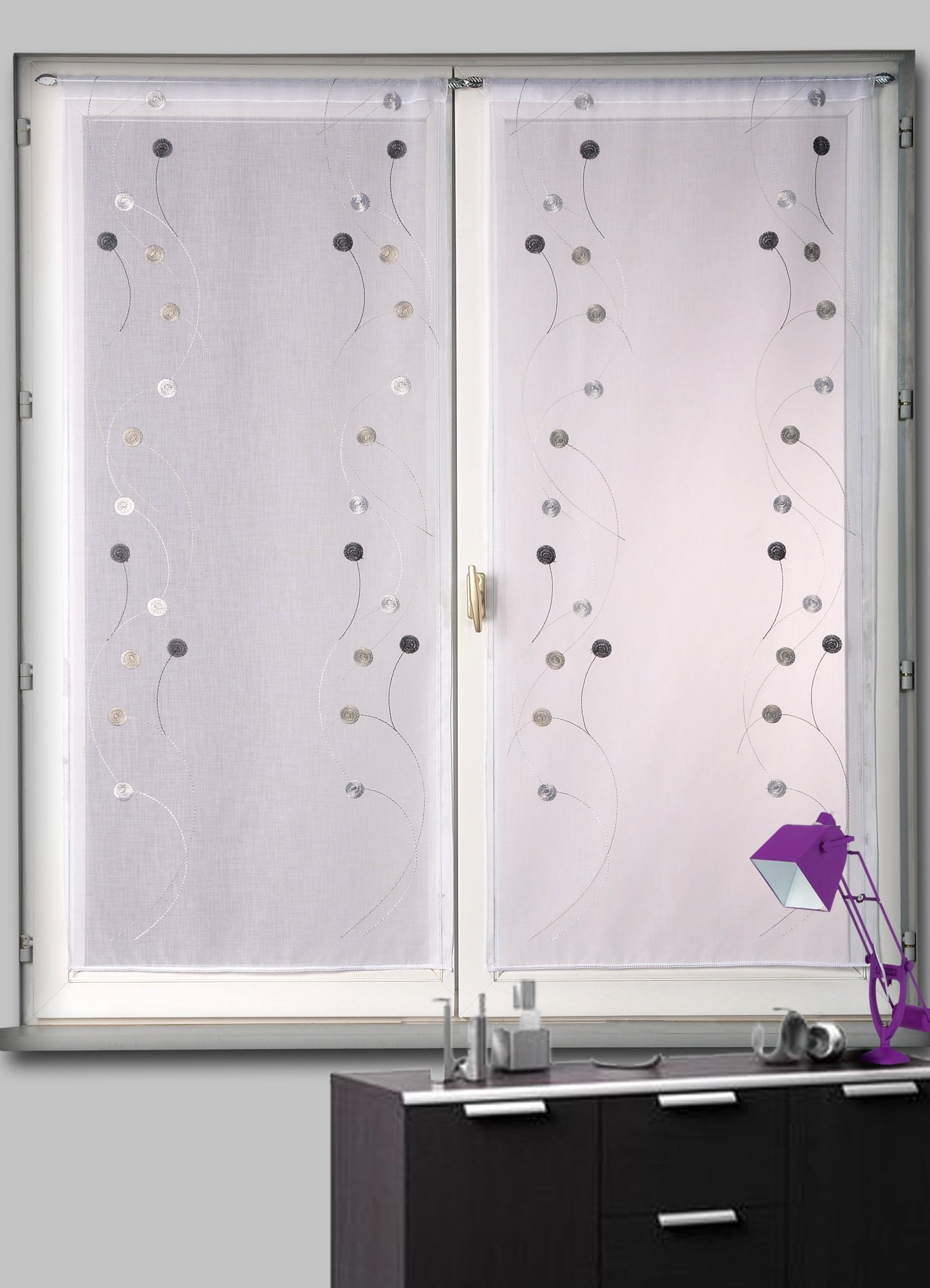1 VITRAGE ORION 90 X 210 GRIS ARGENT