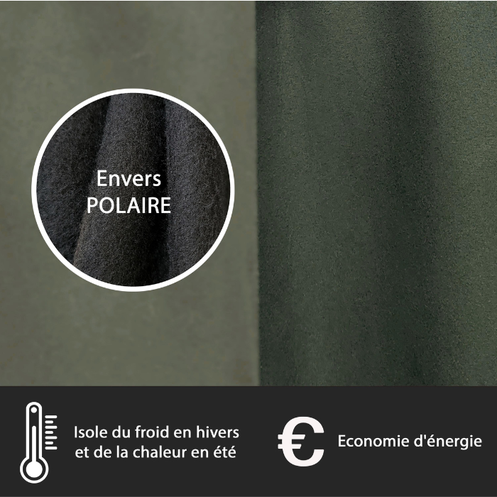 RIDEAU THERMIQUE  SUEDINE MATHIA 140X 240 KAKI