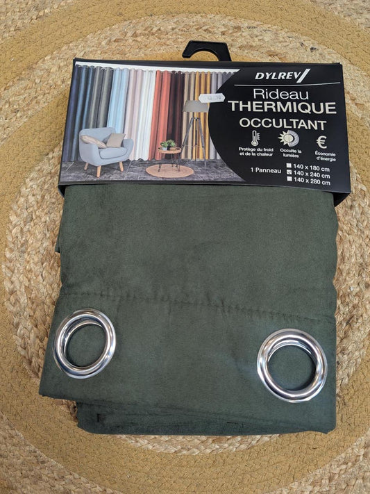 RIDEAU THERMIQUE  SUEDINE MATHIA 140X 240 KAKI