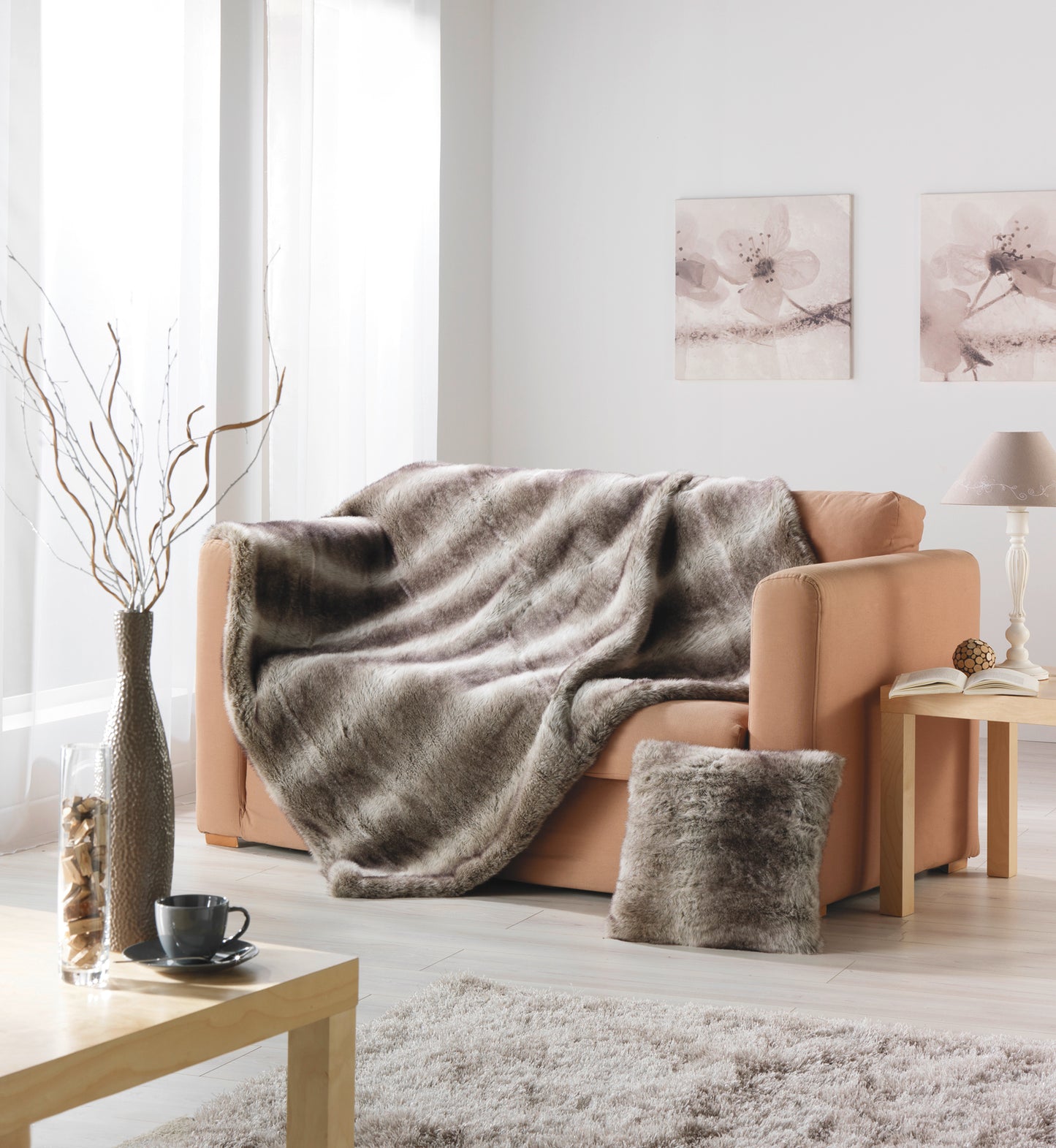 PLAID LOUP GRIS 130 X 170 CM