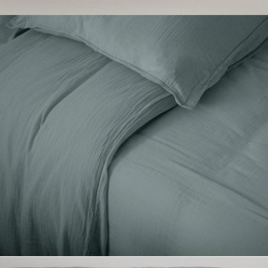 PARURE DE LIT MILOS  MOUSSELINE DE COTON 220 x 240 + 2 TAIES LITCHEN