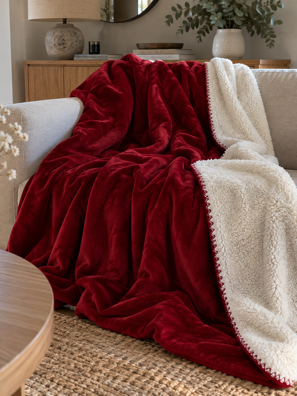 PLAID / COUVRE LIT  INES 190 X 230 CM ROUGE